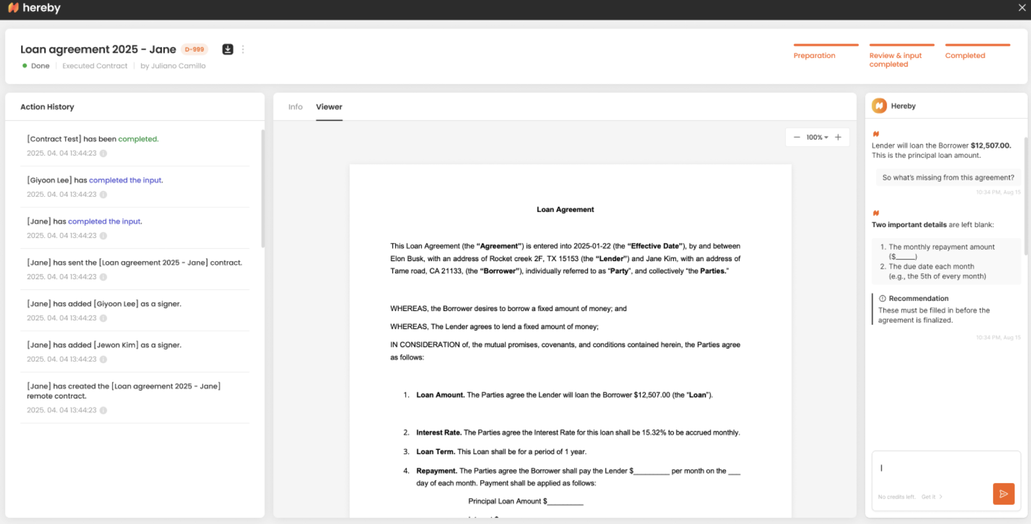 Hereby — contract viewer & AI assistant